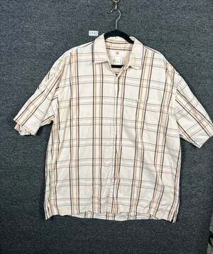Southpole Button Up Flannel Plaid Shirt Mens Size XL Tan Short Sleeve Pocket